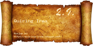 Quiring Irma névjegykártya